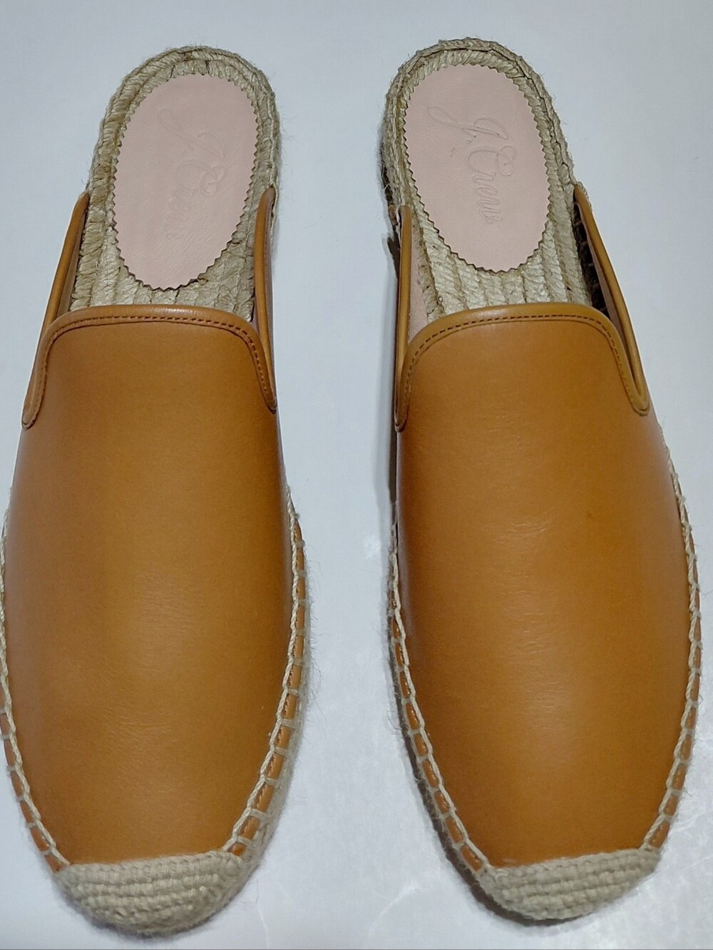 J CREW Women's Leather Tan  Espadrille Mules Size 9